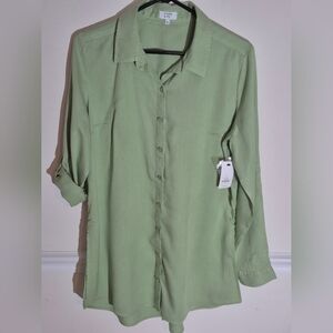 CROWN & IVY 100% LYOCELL Button-Up Shirt